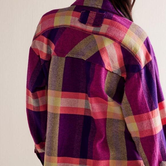 Free People We the Free So Long Summer Plaid Flannel Shacket - Picture 4 of 9